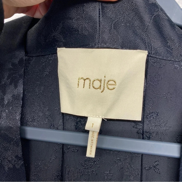 Maje Vasita Kimono Duster Cardigan Coat Jacquard Full Length Belted Robe 1/Small - Picture 11 of 15